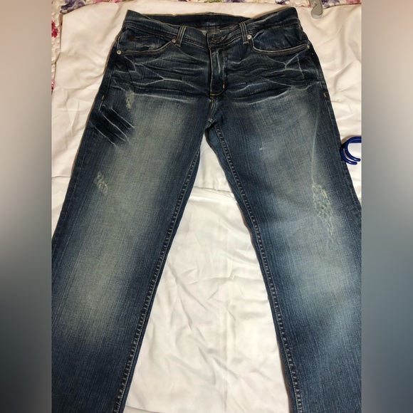 Armani Exchange AX Light Wrinkle Distressed Denim Jeans SZ 33 Long. - Picture 2 of 12